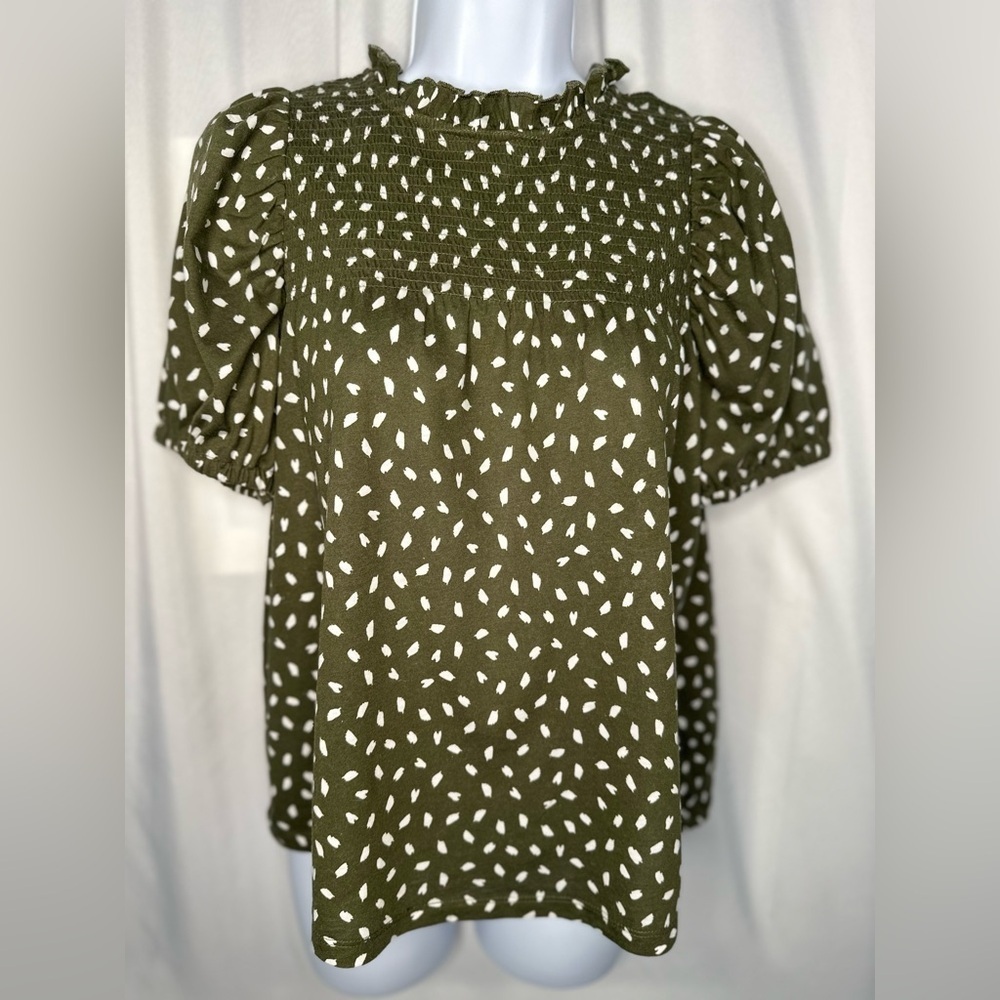 LOFT Green Boxy Blouse with Peter Pan Collar(822)